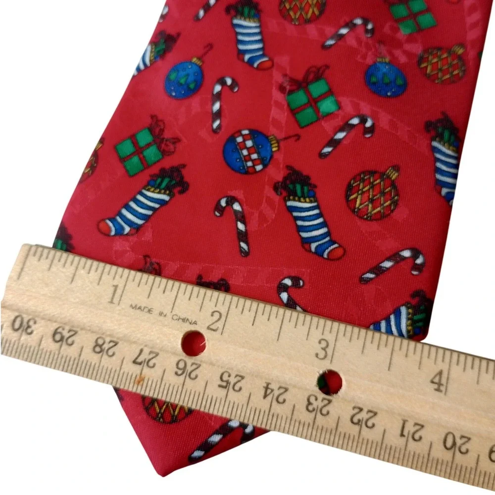 Hallmark Yule Tie Greetings Mens Red Christmas Stocking Ornament Tie By MMG USA